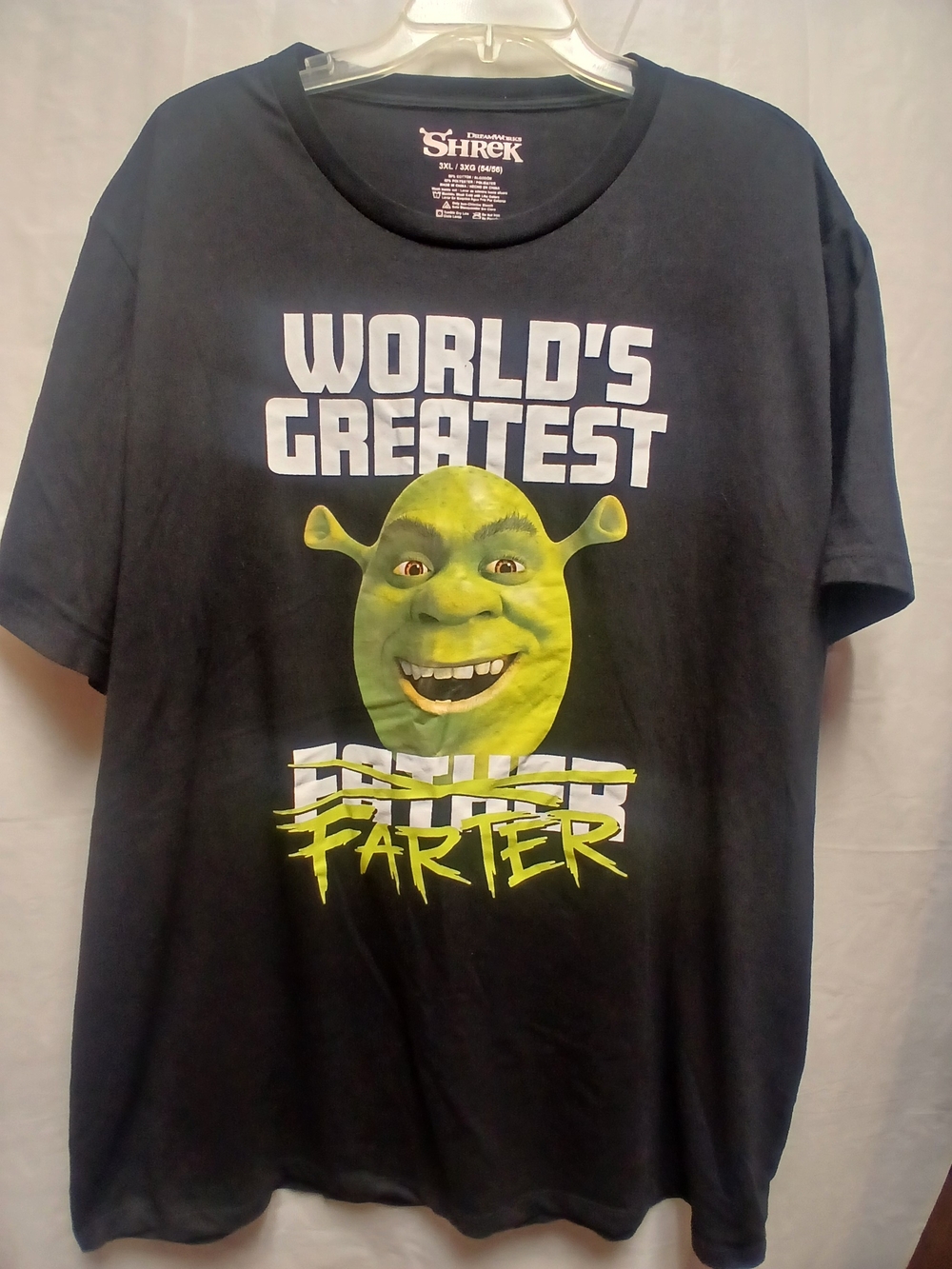 DreamWorks Men's Shrek Black Tee with Neon Green Graphic